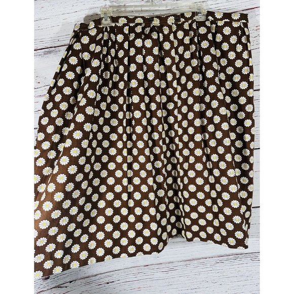Daisy Flower Skirt Brown Floral Vintage Womens Plus Size 3X Mod Handmade Zipper - Picture 9 of 14